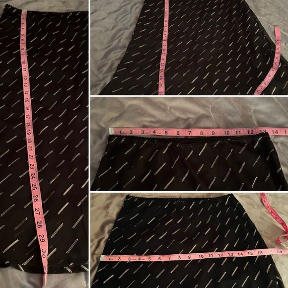 BAND OF GYPSIES Gold Metallic Flocked Overlay Midi Skirt Black M NWT - Picture 11 of 11